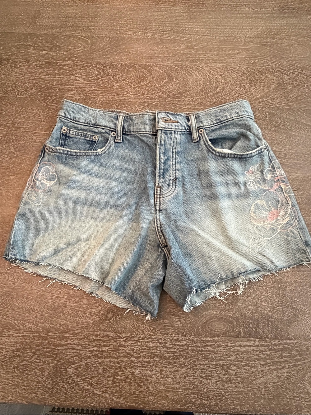 Lucky Brand Light Blue Embroidered Denim Shorts